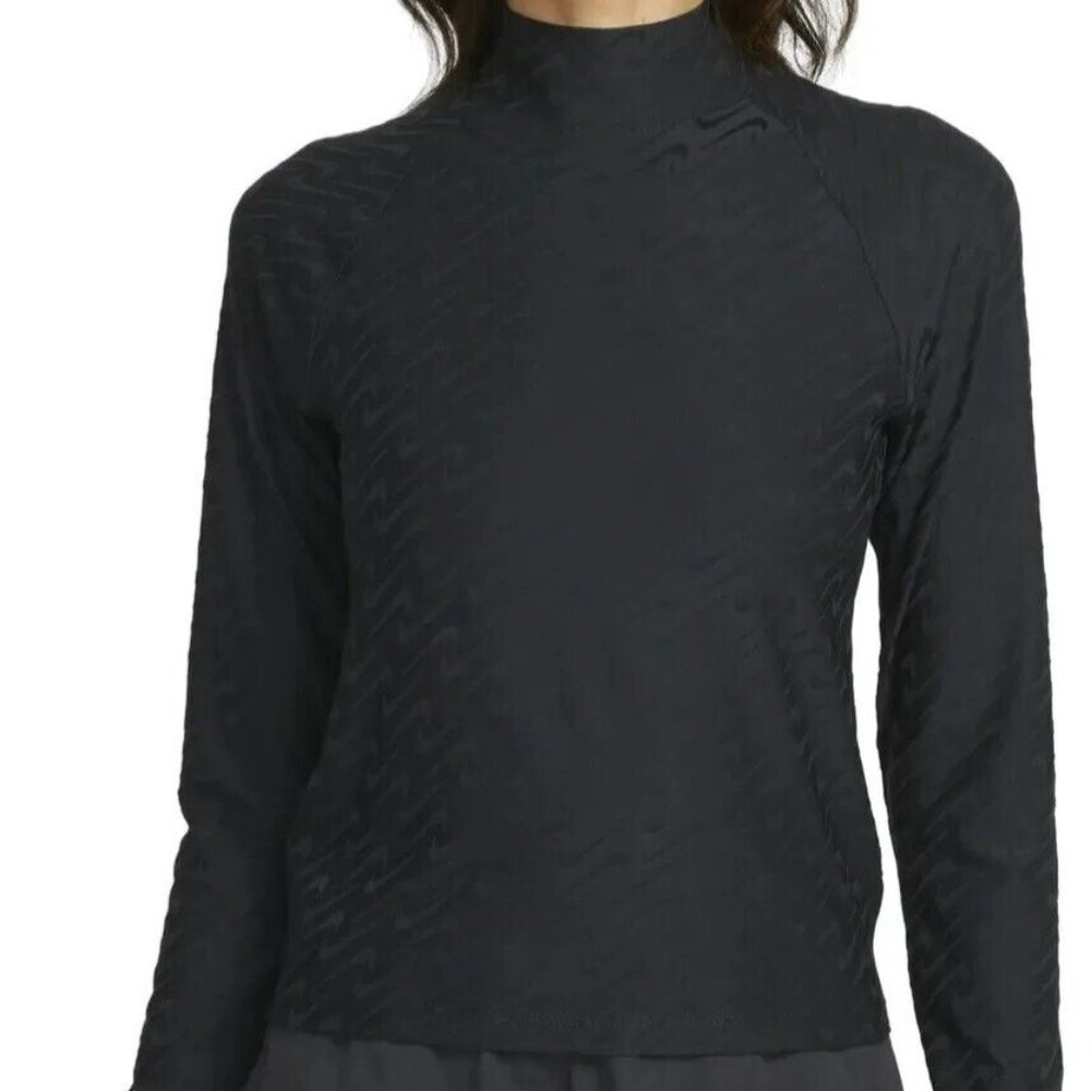 NIKE SPORTSWEAR BLACK ICON CLASH MOCK NECK LONG SLEEVE TOP